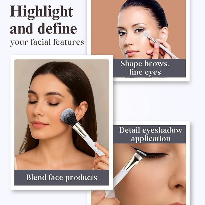 Makeup Brush Set (24 Pieces) - Includes Foundation, Powder, Concealers, Highlighter, Contour, Eye Shadows & Blush Brushes - Face & Eye Make Up Brushes with Soft Bristles - Leather Case Included