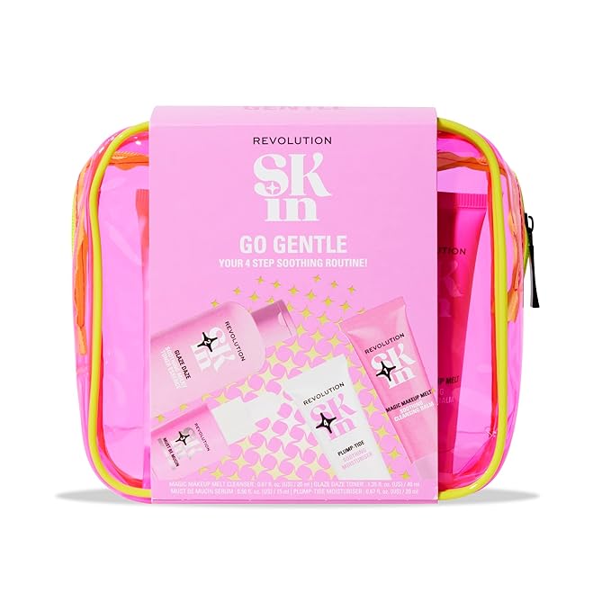 Revolution Skin, Go Gentle 4 Step Starter Kit, Skincare Set with Cleanser, Toner, Serum & Moisturizer, Vegan & Cruelty-Free, 4 Mini Products