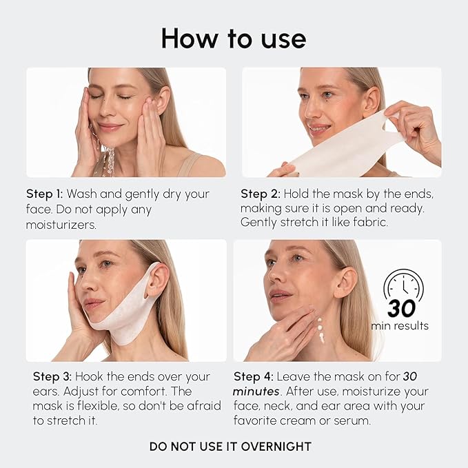 MAREE V Line Lifting Mask with 24K Gold – Deep Collagen Face Mask for Women – Jawline Shaper Mask with Retinol & Hyaluronic Acid – Neck Tightening & Firming – Double Chin Strap for Face Lift