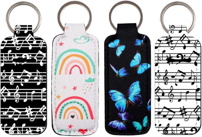 DMLSKY Lip Balm Holder Keychain, Sleeve Pouch for Mini Lipstick, Cute Portable Key Chain Accessories for Lip Gloss