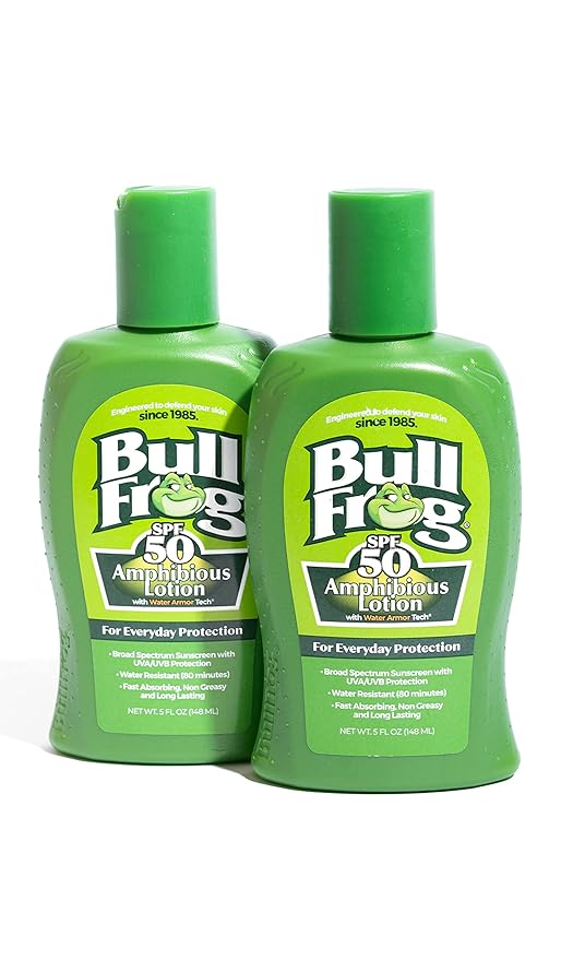 Bullfrog Sunscreen Amphibious Lotion SPF 50 | Oxybenzone & Octinoxate Free | Broad Spectrum Moisturizing UVA/UVB, 5oz, 2 pack…