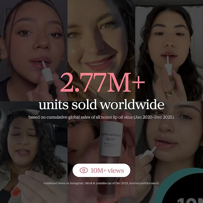 NOONI Korean Lip Oil - Appleplum | Long-Lasting, Moisturizing, Plumping, Revitalizing for Dry Lips, Waterproof, No Peel Off, Korean Tint, Hydrating Lip Stain, Nourishing Crystal Clear, 0.12 FL Oz