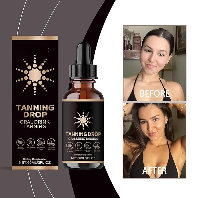 Tanning Drops To Drink, 2Fl Oz Sunless Tanning Drops, Bronzing Tanner for Face and Body, Long-Lasting Tans Without Sun, Enhancing Natural Skin Tone for Adult All Skin Types