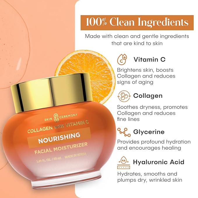 Collagen & Vitamin C Moisturizer - Brightens Skin, Reduces Fine Lines & Wrinkles - Anti-Aging, Dermatologist Tested, Clean Beauty, Korean Skin Care - 1.69 FL.OZ.