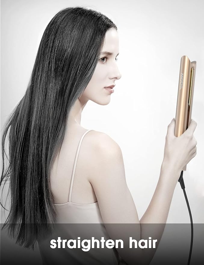 ANGENIL Nano Titanium Flat Iron Straightener and Curler 2 in 1, Fast Heating, Dual Voltage 1 Inch Styling Iron for All Hair Types