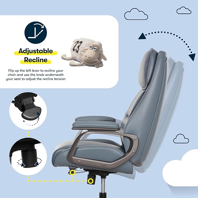 Serta® SmartLayers™ Mosby Ergonomic Vegan Leather High-Back Executive Office Chair, Blue/Dark Gray, BIFMA Compliant