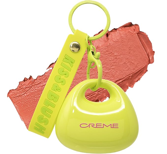 The Crème Shop Kiss & Blush Tinted Lip Balm & Blush, Korean Makeup for Lips & Cheeks, Cute Charm Key Chain, Hydrating, Long Lasting Tint, Aloe, Squalane- Watermelon Sugar