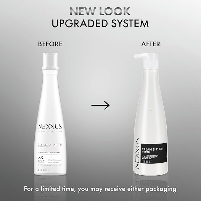 Nexxus Clean & Pure Conditioner Detox for Professional-Level Hair Care Powered by Clarifix Balancer Technology with Lactic Acid 13.5 oz