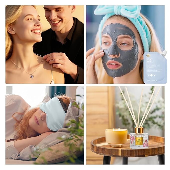 Valentines Day Gifts for Women, 35 Pcs Bath & Body Gift Basket, Face Skin Care Kit, Spa Gift Set, Self-Care Relaxation Gift, Home Spa, Necklace, Birthday, Christmas, Mother Day, Anniversary