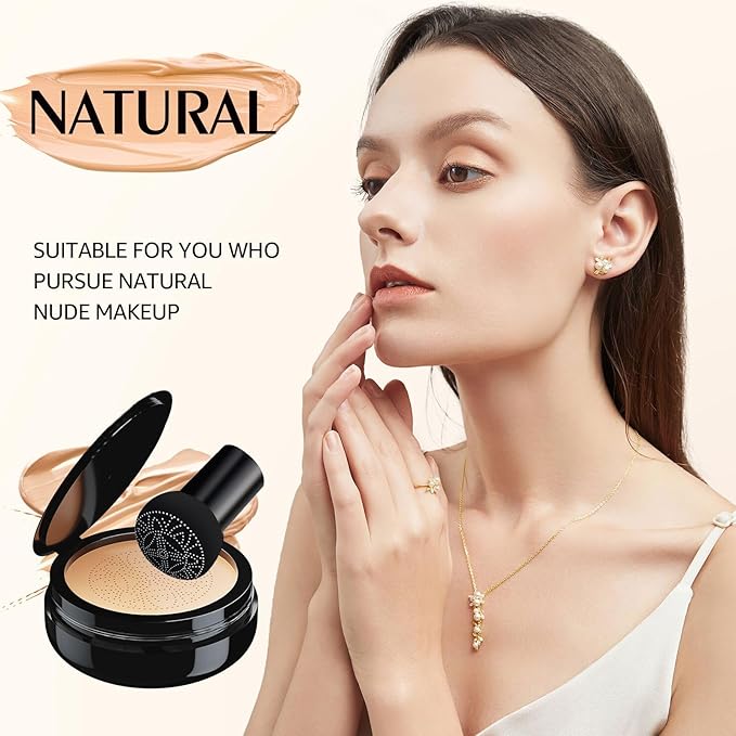 Air Cushion CC Cream Foundation - BB Cream Concealer for Older Women, Foundation Makeup Brightening & Moisturizing Concealer Full Coverage Matte Finish, Tattoo Cover up Makeup Waterproof (Medium Deep)