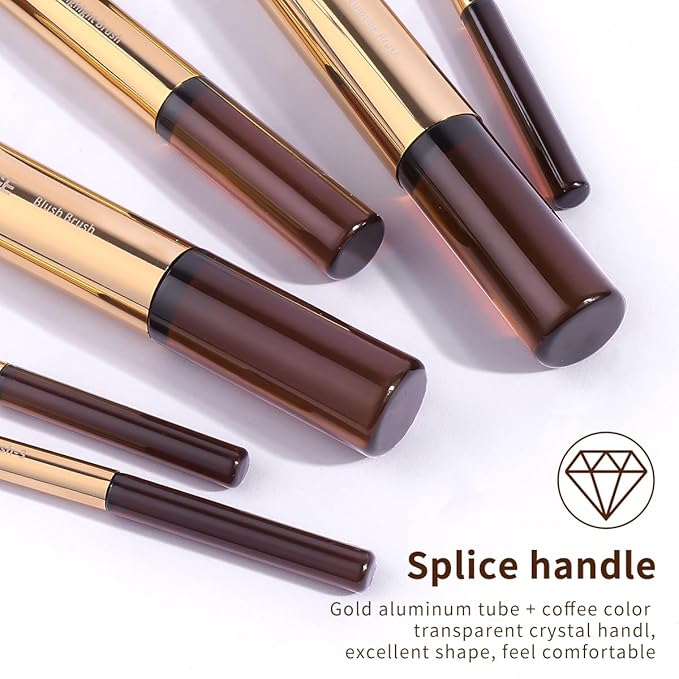 MAANGE 13 PCS Makeup Brushes Professional Make Up Brushes Premium Synthetic Powder Concealers Brushes Travel Makeup Brush Set with Case (Gold)