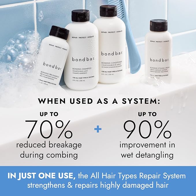 Bondbar Conditioner for Damaged Hair, Repairs, Protects, Strengthens & Hydrates All Hair Types & Textures, Vegan, Cruelty-Free, 8 Fl. Oz.