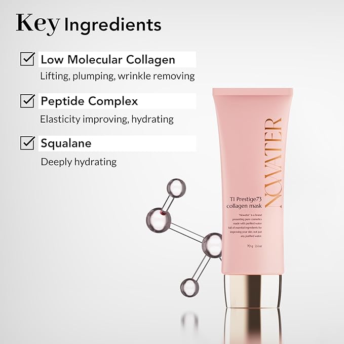 NOWATER Collagen Wrapping Mask for Glass Skin – Peel Off Korean Skincare with Hydrolyzed Collagen & 6 Peptides, Firming Anti-Aging Face Mask, Hydrating & Lifting (2.4 fl.oz)