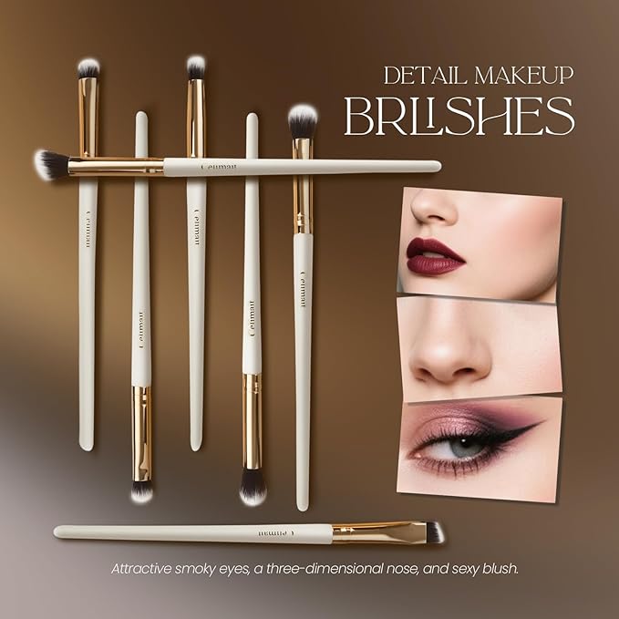 Makeup Brushes Set Professional & Beginner Friendly with Uniquely Designed Case, Soft Synthetic Bristles for Foundation Contour Blush Concealer Highlight Blending Eyeshadow, 12Pcs (Milky White)