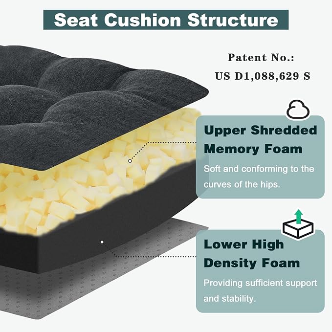 baibu Memory Foam Small Recliner Cushions with Lumbar Support Pillow Set, 18x16x4 Inch Dual-Layer Design Non-Slip Recliner Seat Cushion & Back Support Pillow for Reduce Hip & Lumbar Pain, Black