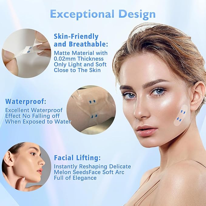NBF Face Tape Lifting Invisible,166PCSFace Lift Tape Invisible for Sagging Skin, Instant Facelift Tapes for Women, Neck, Jowls Lifts Sagging Skin, Visible Results in Seconds, Concealed Makeup Tape WM