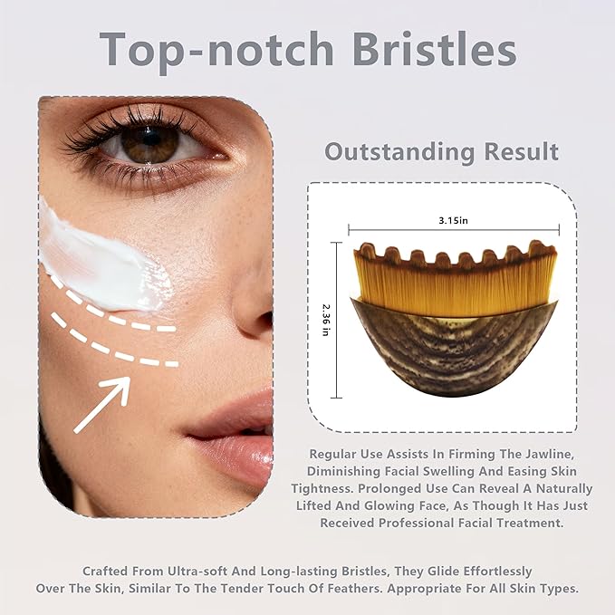 2 PCS Lymphatic Contour Face Brush – Lymphatic Drainage Massager for Face, Chin & Jawline Sculpting, Anti-Puffiness Dry Brushing Tool with Ergonomic Design & Soft Bristles for All Skin Types