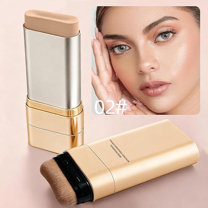 Luminous Dual-Ended Concealer Foundation Stick, Foundation Stick Korean 3 in 1, Multi-use Double Head Foundations Make up Sticks, Sweat-Proof for All Skin Types (#01 Ivory White)