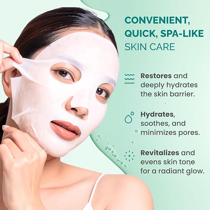 PLANTIFIQUE Facial Sheet Mask Hydration Heaven 5 pack – Aloe Vera and Korean Glycolic Acid Toner Pads with CICA, 60 Pcs