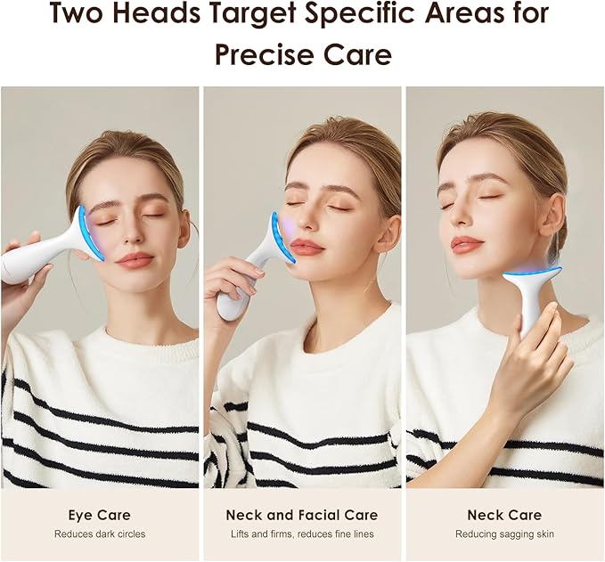 Facial and Neck Massager for Face, Neck - Skin Lifting & Firming - Wrinkle & Dark Circle Reducer - at Home Skin Care Face Sculpting Tool and Neck Massager-Milky White