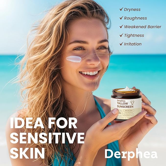 Beef Tallow Sunscreen (2 pack): SPF 50 Daily Sun Care for Extremely Sensitive, Acne-Prone & Kid-Safe Skin – Non-Toxic Sunblock with 22% Non-Nano Zinc Oxide, Clean Formula for Face & Body