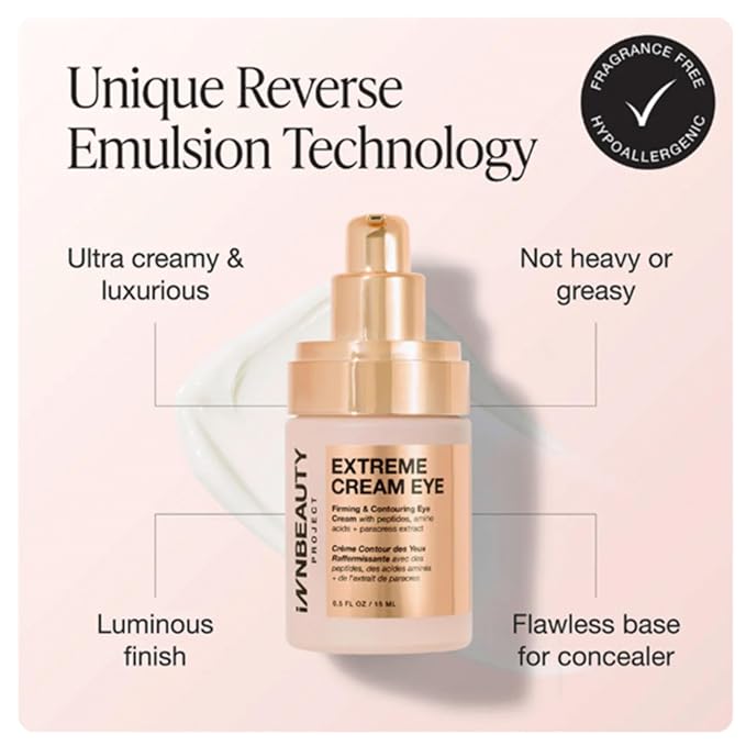 Innbeauty Project Extreme Cream Eye Firming & Contouring Eye Cream with Peptides & Botanicals, Refillable 0.5 OZ (15ml)