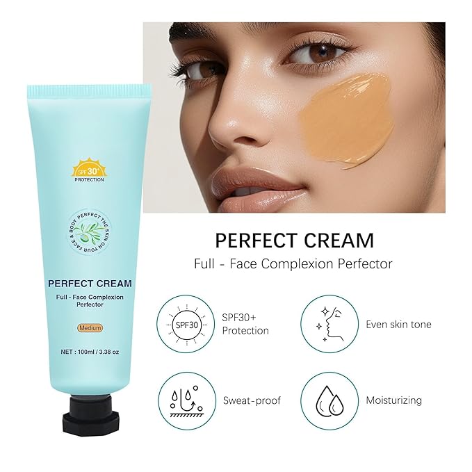 Tinted Sunscreen for Face SPF30+ 100ml Each - Full - Face Complexion Perfector - Sweat - Proof & Moisturizing (Medium)