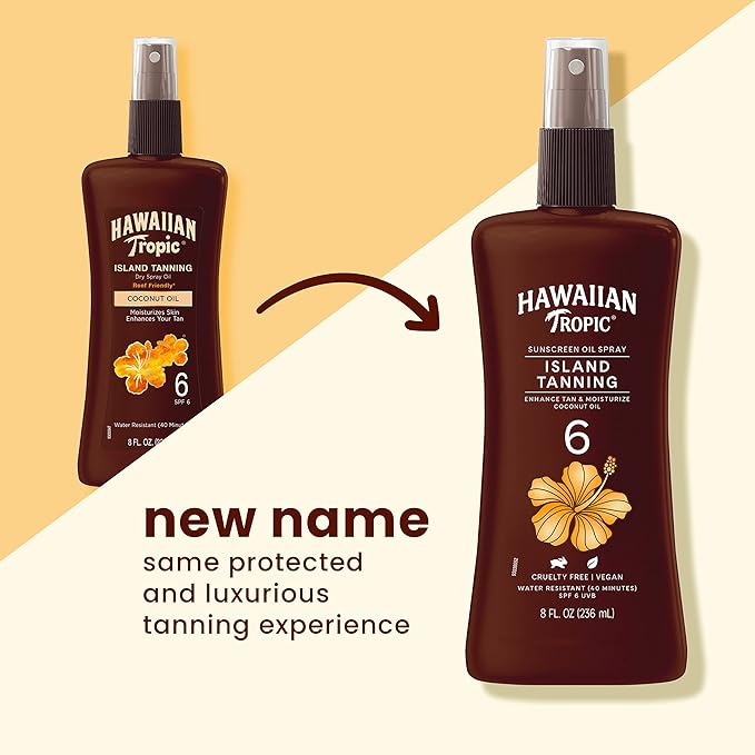 Hawaiian Tropic Island Tanning Lotion Sunscreen SPF 4 Twin Pack and Tanning Oil Spray Sunscreen SPF 6