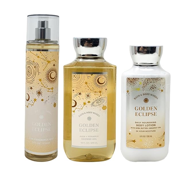 Bath & Body Works Golden Eclipse Trio Gift Set - Fragrance Mist - Body Lotion - Shower Gel