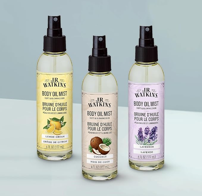 J.R. Watkins Naturally Hydrating Body Oil Mist, Lemon Cream, 6 fl oz, 2 Pack