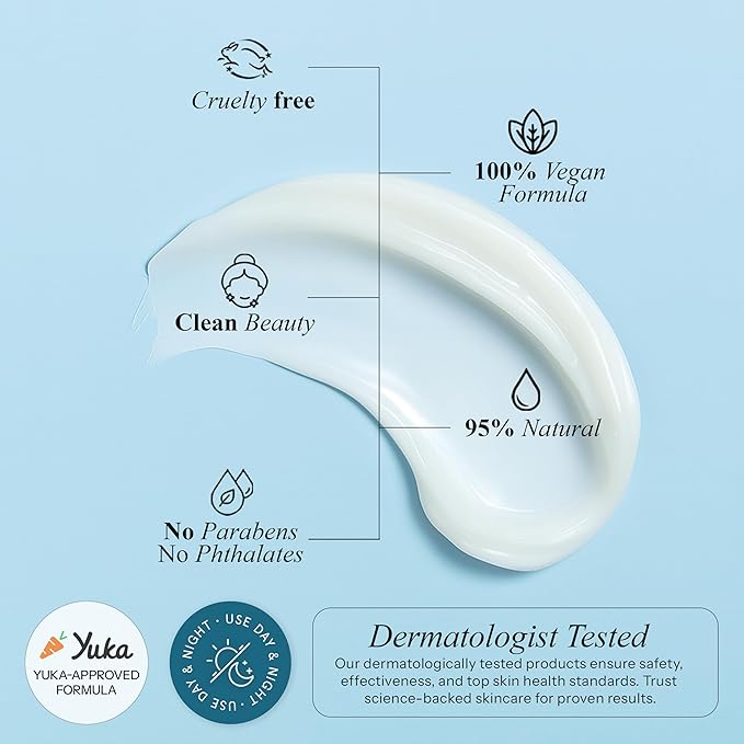 Hyaluronic Acid & Ceramide Face Moisturizer – Dermatologist Tested, Anti Aging, Korean Skin Care – Hydrating Face Cream, Softens Wrinkles, Non Greasy Feel – Vegan, Clean – Pack of 2