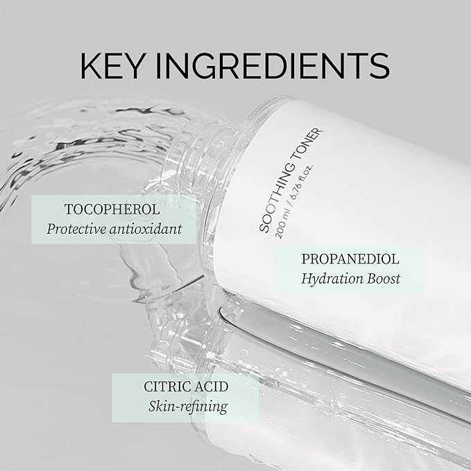 Soothing Toner with Gentle AHA, Hydrating Korean Skincare Toner for Sensitive Skin, Mild Daily Facial Toner, Lightweight K-Beauty Skin Care, Clean Beauty, Vegan