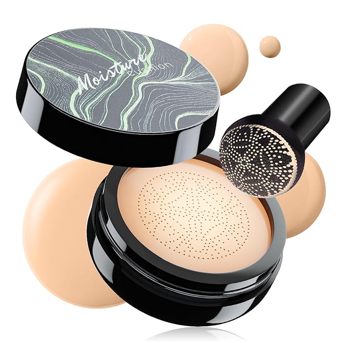 Air Cushion CC Cream - Moisturizing BB Cream Foundation, Long-Lasting Waterproof New Mushroom Head Cushion Foundation Concealer for Even Skin Tone (Natural, 1 PCS)