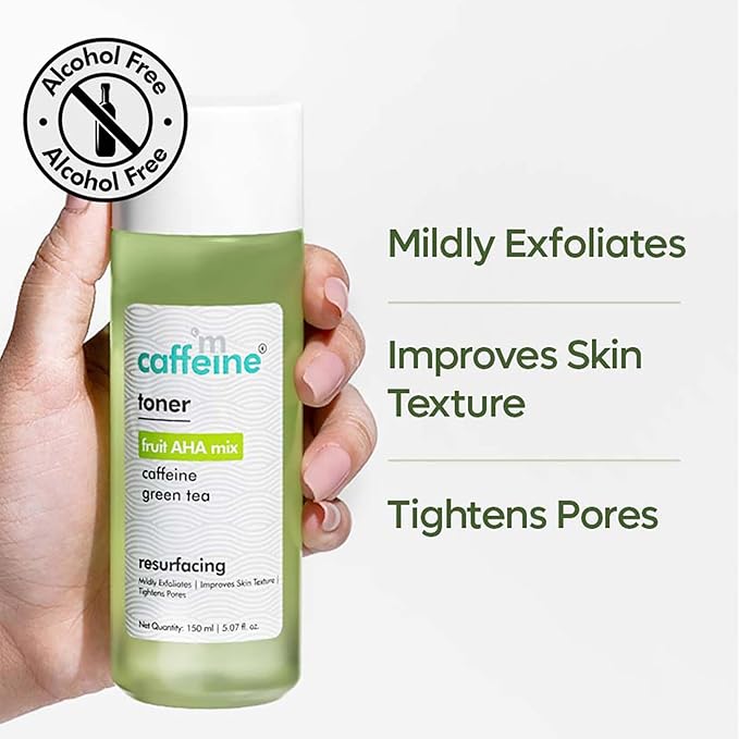 mCaffeine Toner with Fruit AHA Mix and Green Tea - Cooling Cucumber - Tightens Pores, Reduces Oil and Improves Skin Texture - Alcohol Free - 5.07 oz
