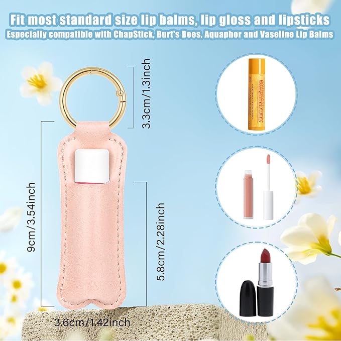 WK IEASON Lip Balm Holder for Chapstick Lipstick Sleeve Keychain,Small Christmas Gifts Stocking Stuffers for Teen Girls Women
