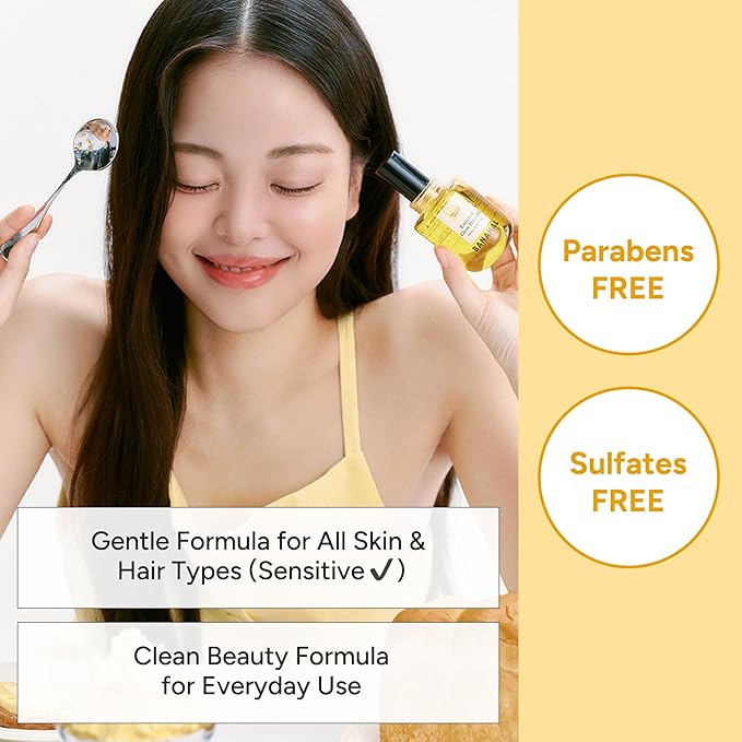 Enriched Korean Bonding Hair Oil & Serum for Glow & Shine, Hair Perfume with Rice Water Protein, Silk & Beeswax, Lightweight Frizz Care, Mellow Honey, 70ml / 2.36 fl oz