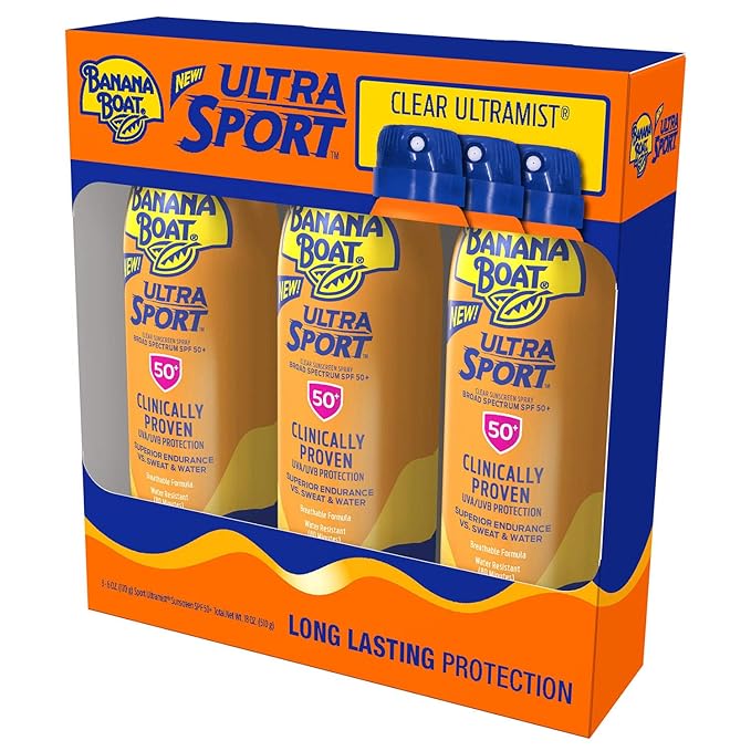Banana Boat UltraMist Sport Sunscreen High UVA, SPF 50 6 oz (177 ml) (Pack of 3)