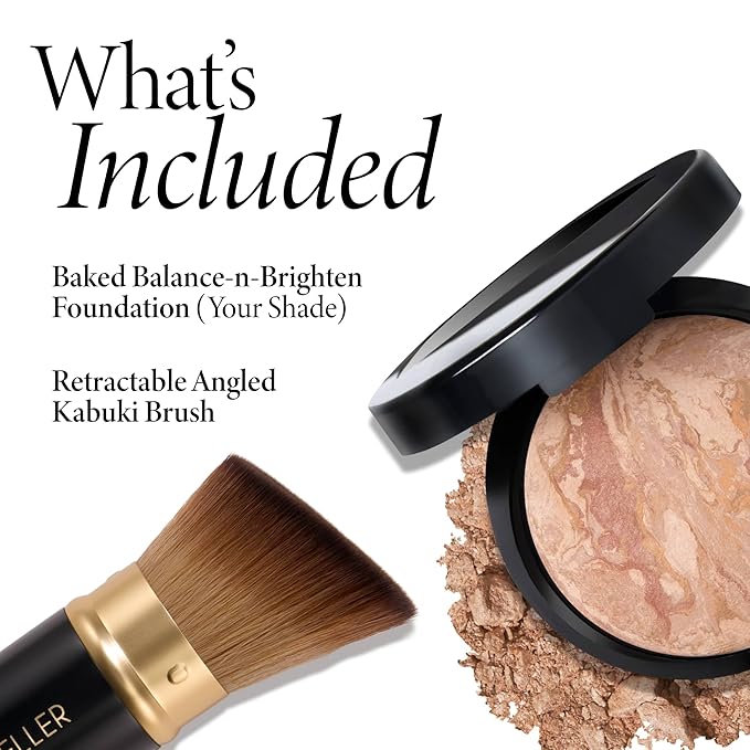 LAURA GELLER NEW YORK Baked Balance-n-Brighten Foundation with Kabuki Brush Makeup Set, Fair
