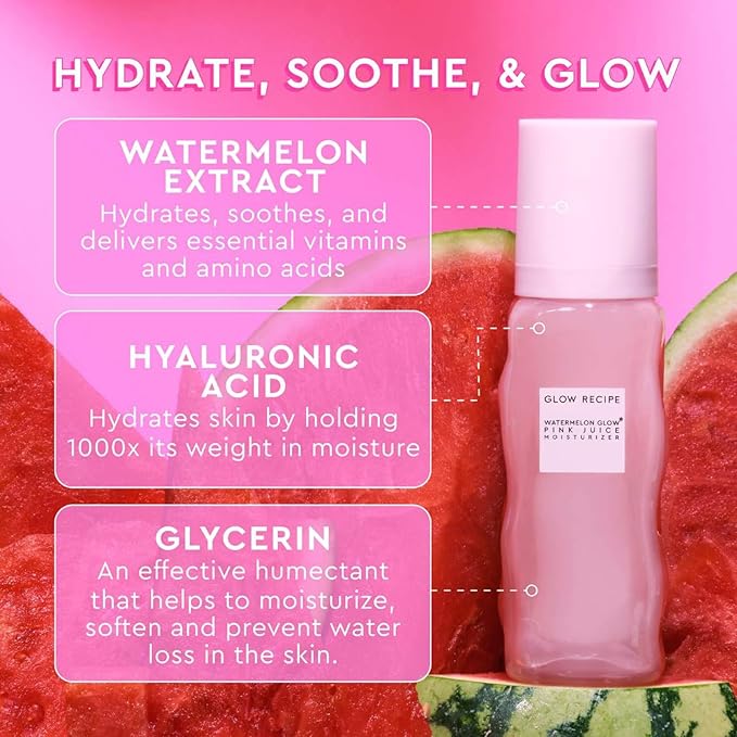 Glow Recipe Watermelon Glow PHA + BHA Facial Toner & Pore Minimizer with Hyaluronic Acid (150 ml) + Watermelon Glow Pink Juice Hydrating Face Moisturizer (50 ml)