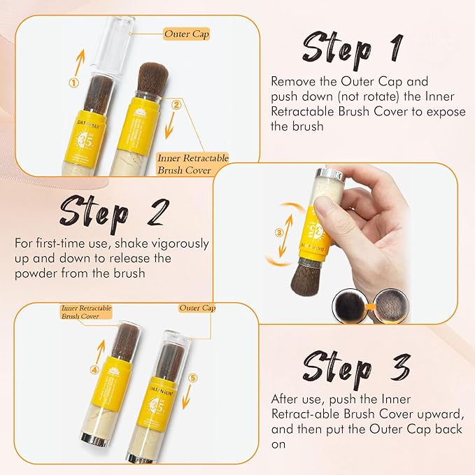 2 IN 1 Powder Sunscreen For Face【SPF 35】【Oil Control】【Lightweight】Matte Finish Mineral Sunscreen Setting Powder For All Skin，01-White