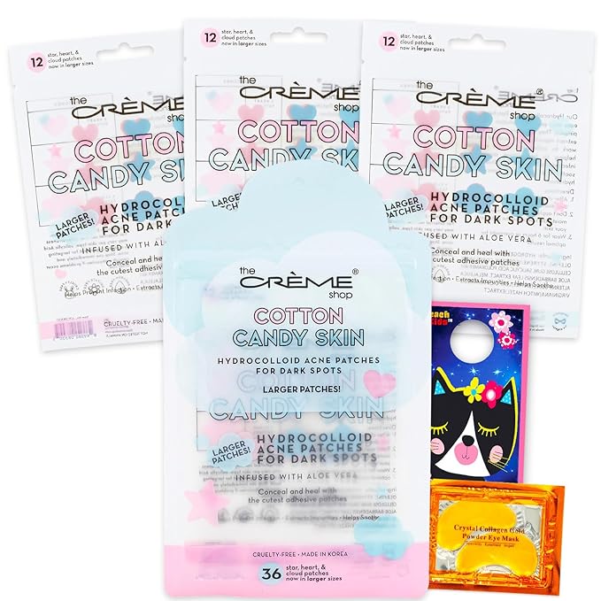 The Crème Shop Pimple Patches with Salicylic Acid Pack - Bundle with 36 Hydrocolloid Blemish Patches Infused with Witch Hazel, Made in Korea to Conceal and Heal Acne Spots | The Creme Shop Skin Care