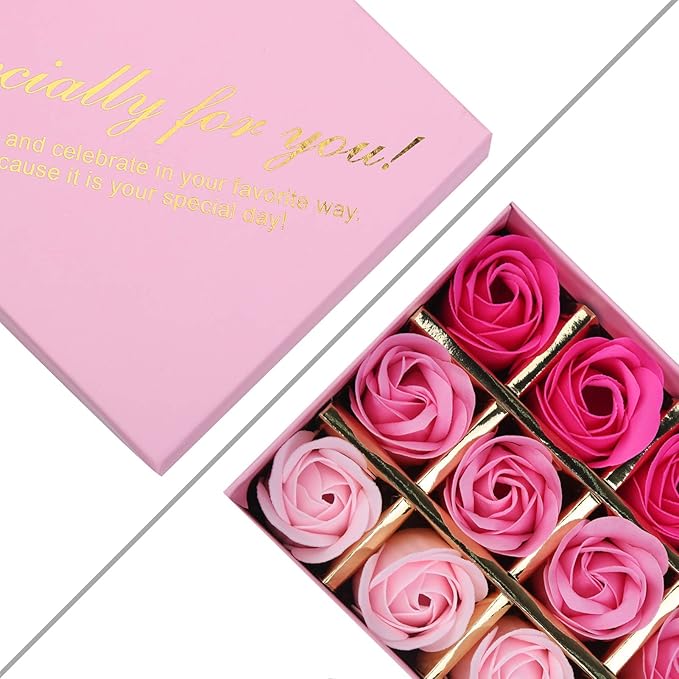 36 PCS Floral Scented Bath Soap Rose Flower Petals, 2 Pack Plant Essential Oil Rose Soap Set, Best Gifts for Her Women Girls Mom Lover Birthday Valentine Christmas (Pink)