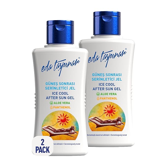 Eda Taspinar Ice Cool After Sun Jel, Cool Down with Aloe Vera, Panthenol, Hydrating Oils, Treat and Reverse Ageing, Travel Size (50 ml/1.7 fl oz) 2 Pack