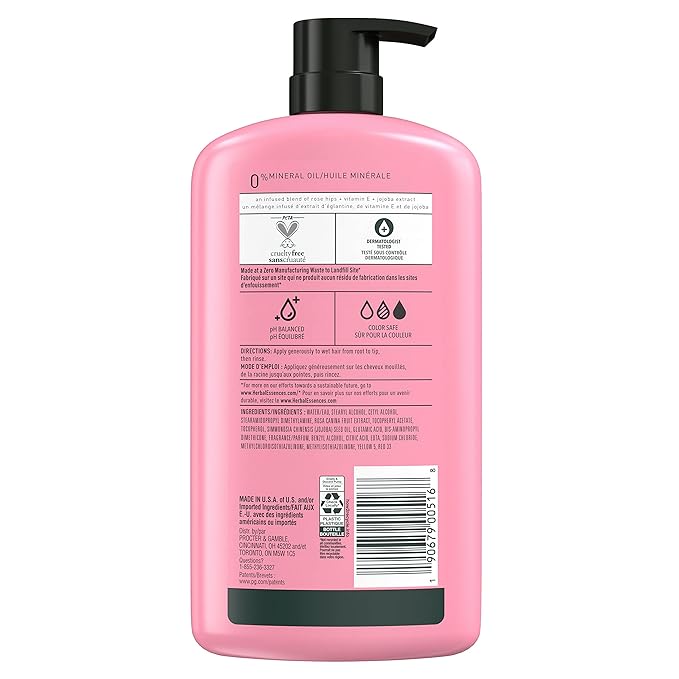 Herbal Essences Conditioner, Rose Hips- Smooth Collection, Shiny Hair with Vitamin E & Jojoba, Safe for Color Treated Hair, Floral Scent, Cruelty-Free, Dermatologist-Tested, 29.2 Fl Oz