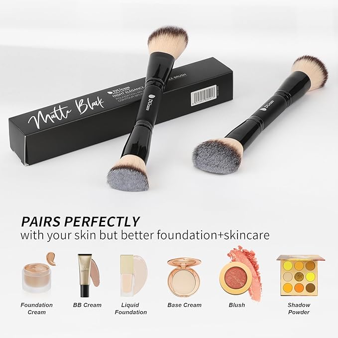 DUcare Foundation Brush Contour Bronzer Makeup Brush Double Ended Sculpting Brush for Blending Liquid Powder Concealer Cream Cosmetics Blush Buffe Black