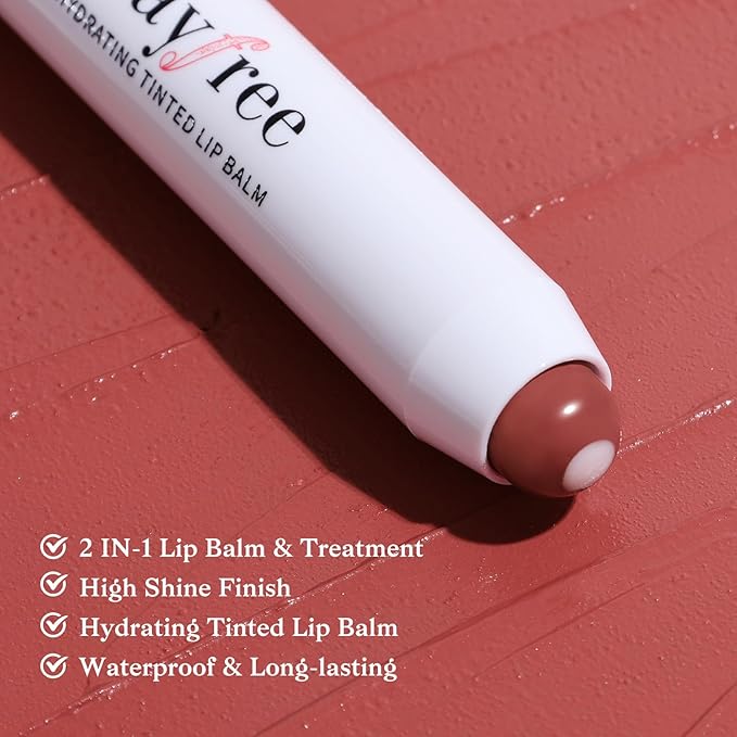 bayfree Tinted Lip Balm Plumper, Glossy, Pump Lips, Lightweight, Moisturize & Tint with Jojoba Seed Oil, Vegan Lipbalm Lip Care, Tea Camellia