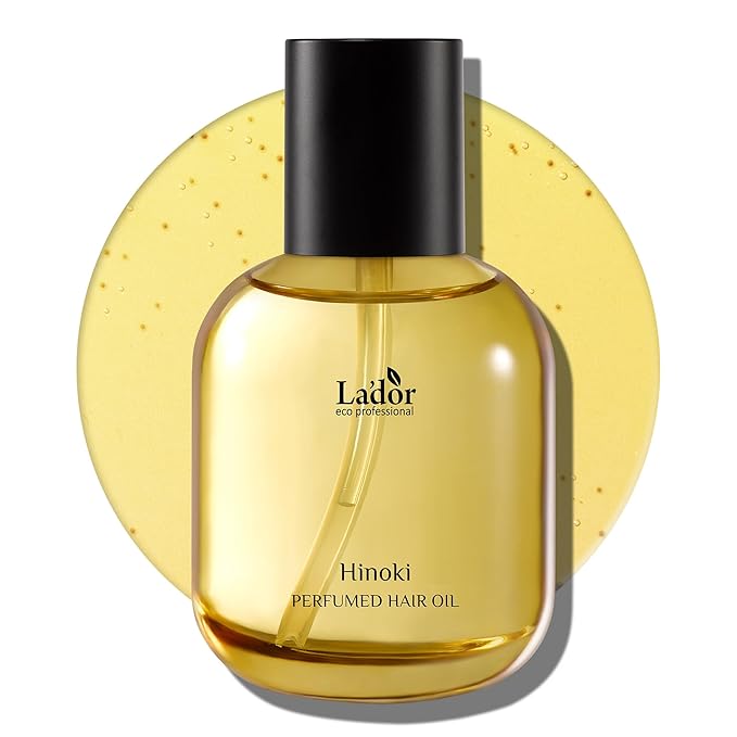 LADOR Hair Perfume Oil for Dry Damaged Hair - Anti Frizz Nourishing Fragrance Gloss Oil Serum Leave-In Conditioner Hold Curls & Waves Free of Sulfate Paraben Alcohol 2.7 Fl Oz 02 Hinoki Korean
