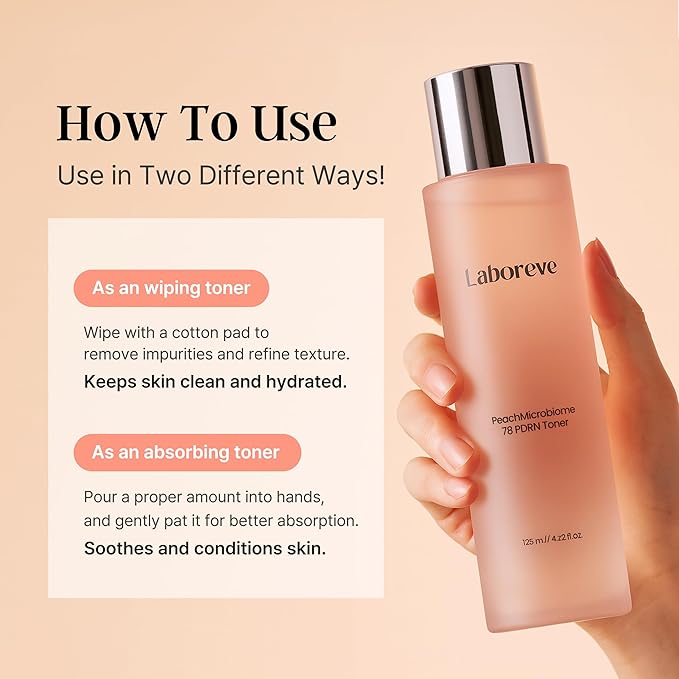 PeachMicrobiome 78 PDRN Milky Peach Toner, Niacinamide & Allantoin to Support Skin Barrier and Calm Skin – Suitable for Sensitive Skin Types, Korean Skin Care (125ml / 4.22 fl. oz.)