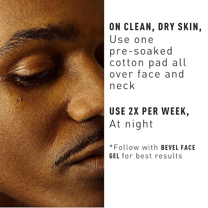 Bevel 10% Glycolic Acid Toner Pads for Face,Helps Remove Dead Skin Cells and Reduce Ingrown Hairs for Even Skin Tone and Texture,(Packaging May Vary),45 Count (Pack of 2)
