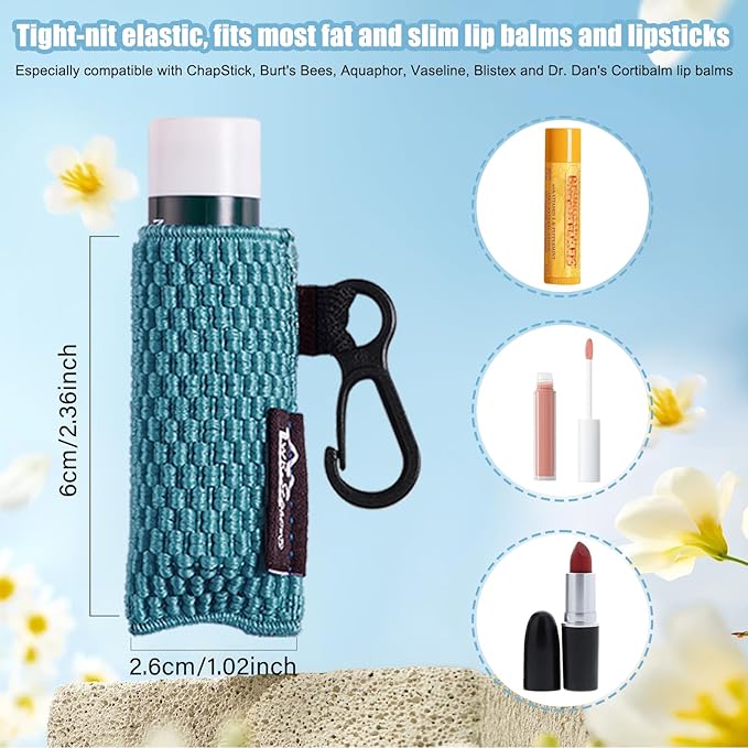 WK IEASON Lip Balm Sleeves Holder Keychain 3pcs Clip on Chapstick Keychain Holder Pouch Tight-Knit Elastic Lipstick Key Chain Holder